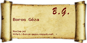 Boros Géza névjegykártya