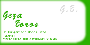 geza boros business card